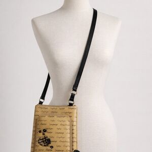 Longaberger Small Tan Crossbody Bag with Black Strap